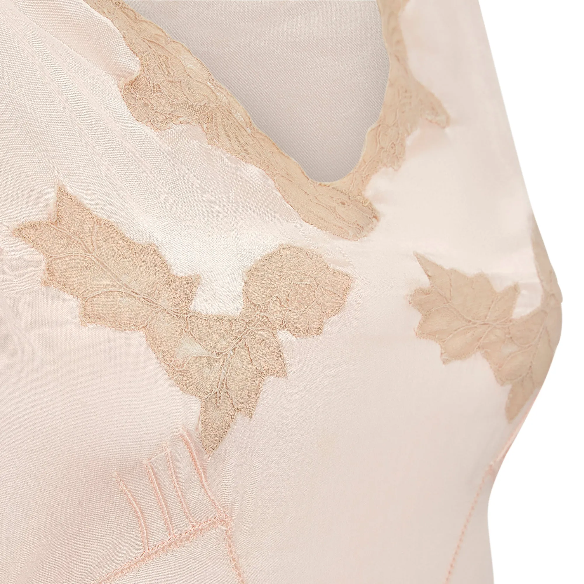 1930s Pink Satin Slip with Lace Cut-Out