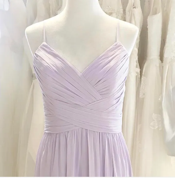 A line Spaghetti Straps Lilac Bridesmaid Dress