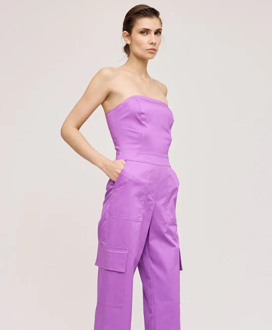 Access Fashion Violet Strapless Jumpsuits