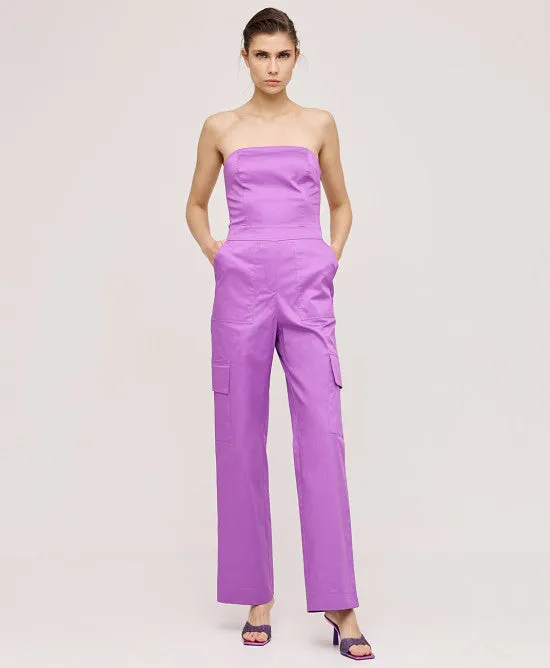 Access Fashion Violet Strapless Jumpsuits