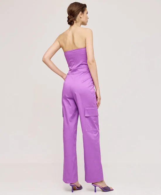 Access Fashion Violet Strapless Jumpsuits