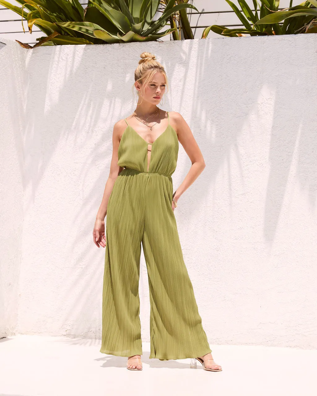 Adelynn Plisse Wide Leg Jumpsuit