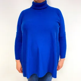 Admiral Blue Open Side Cashmere Polo Neck Jumper Extra Large