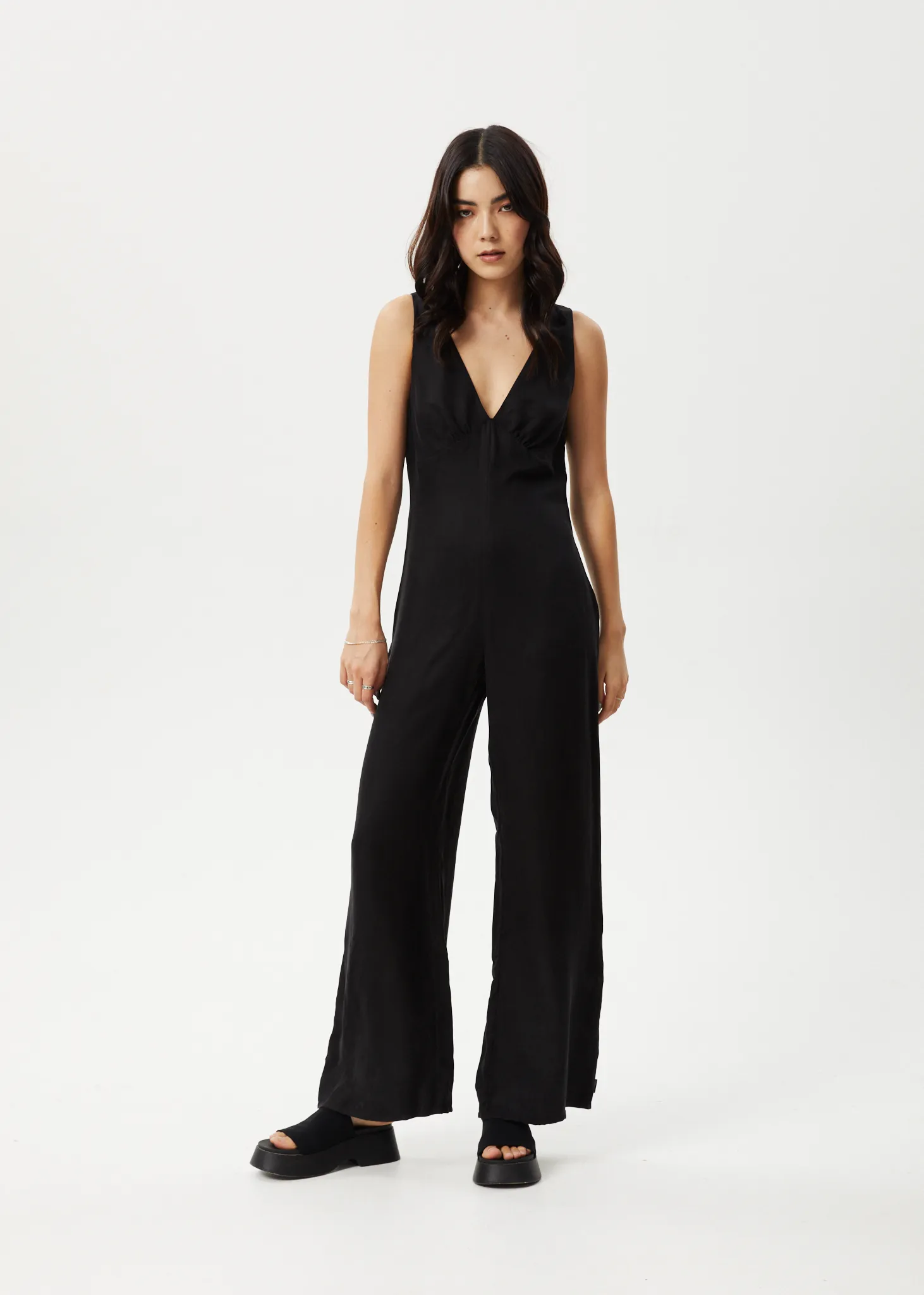 AFENDS Womens Grace - Cupro Jumpsuit - Black