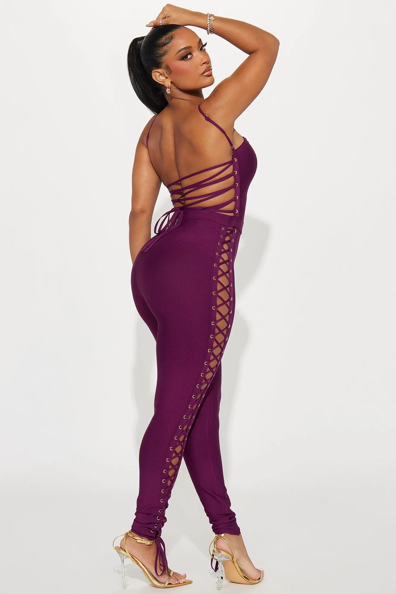 All A Blur Bandage Jumpsuit - Purple