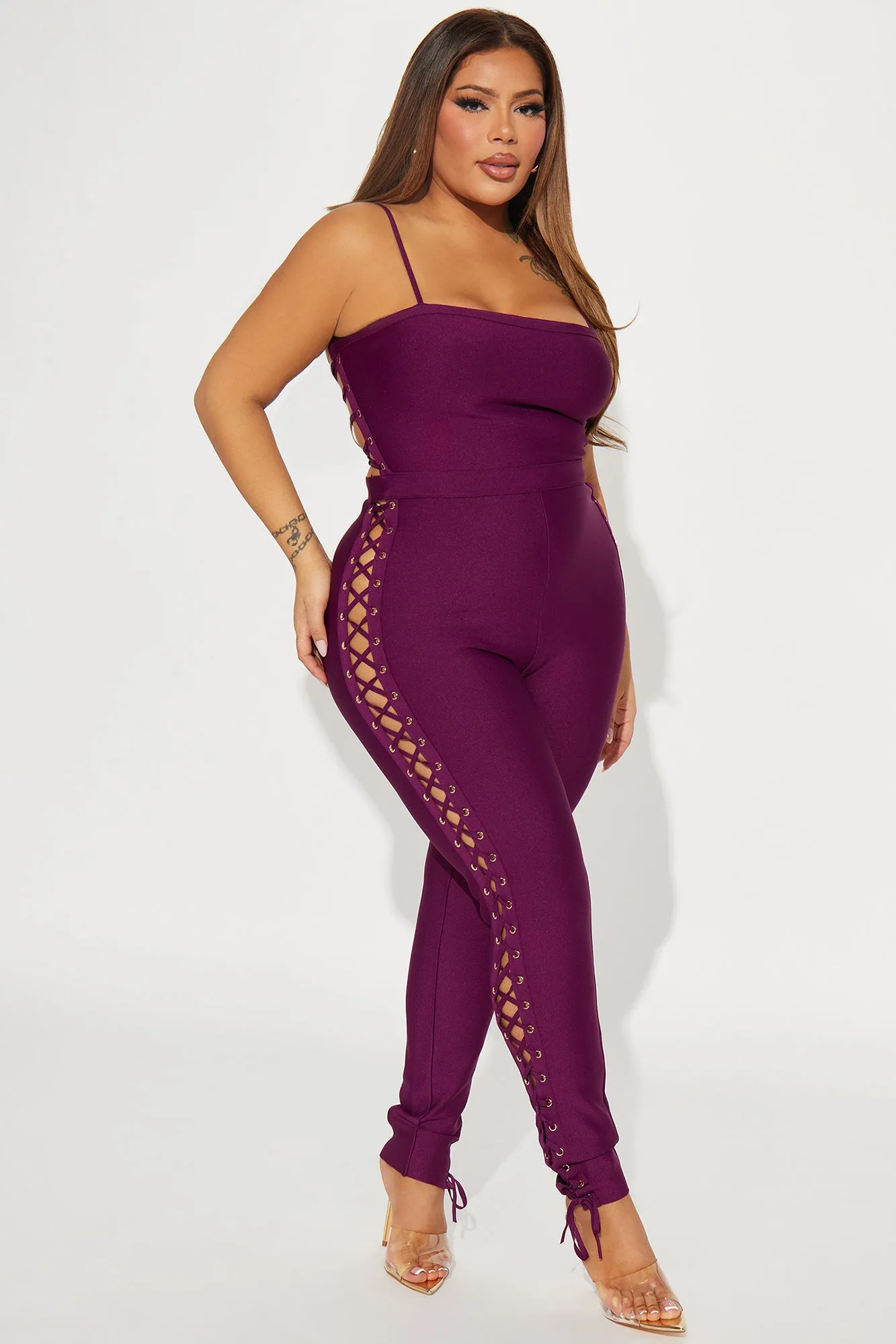 All A Blur Bandage Jumpsuit - Purple