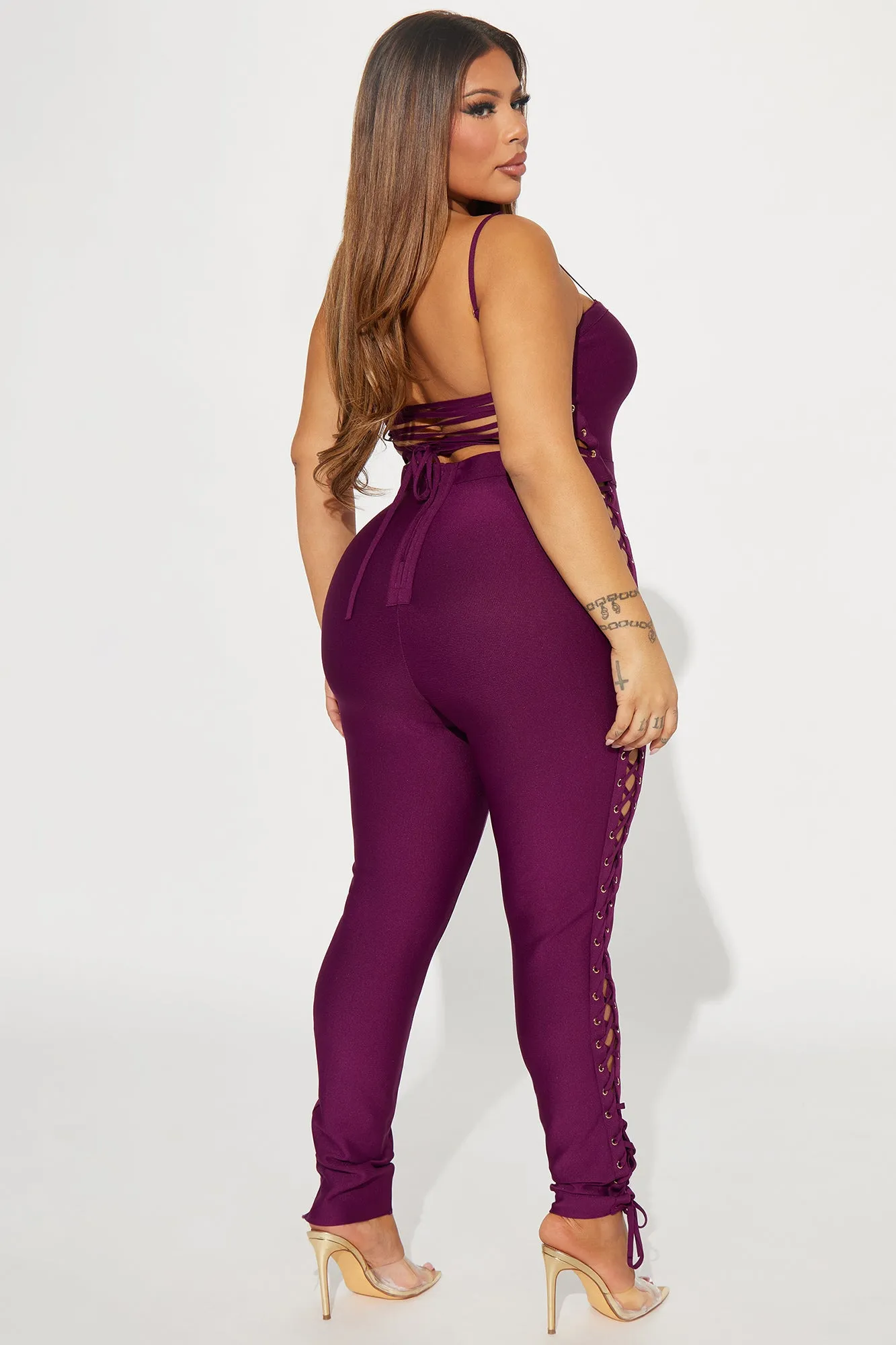 All A Blur Bandage Jumpsuit - Purple