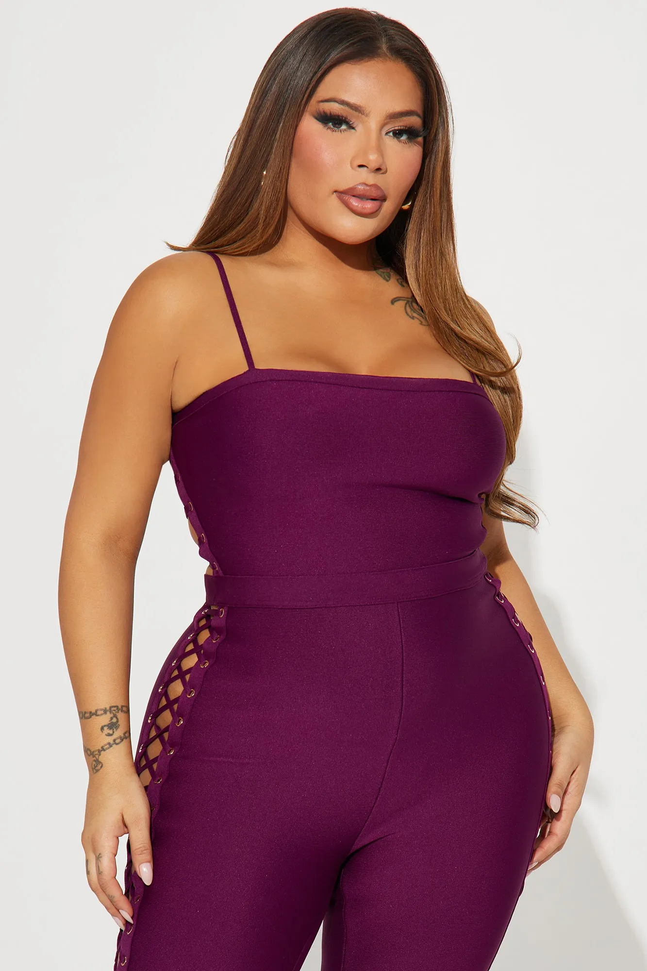 All A Blur Bandage Jumpsuit - Purple