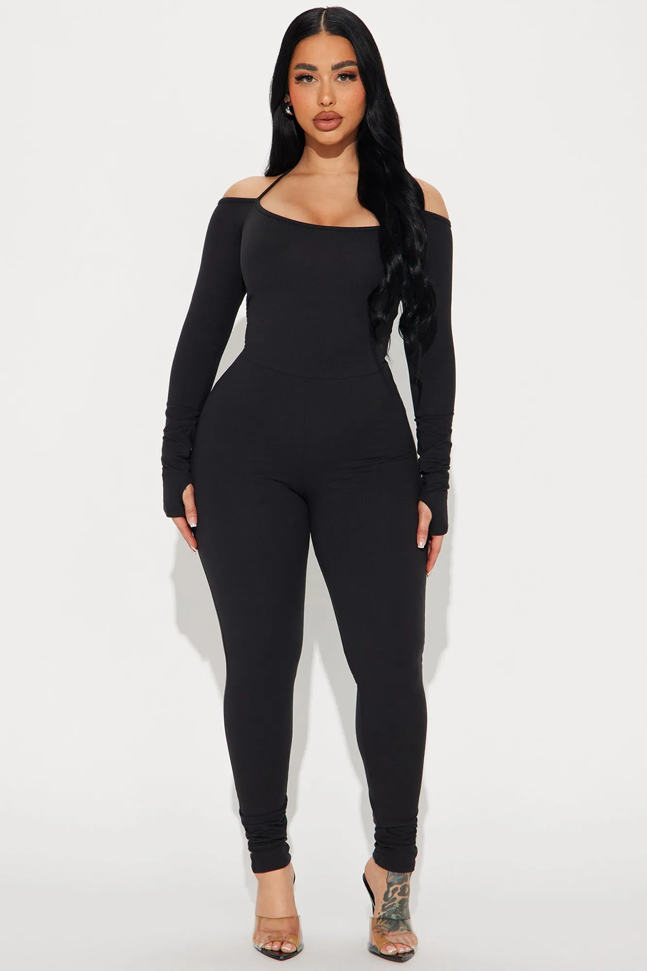 All For You Off Shoulder Jumpsuit - Black