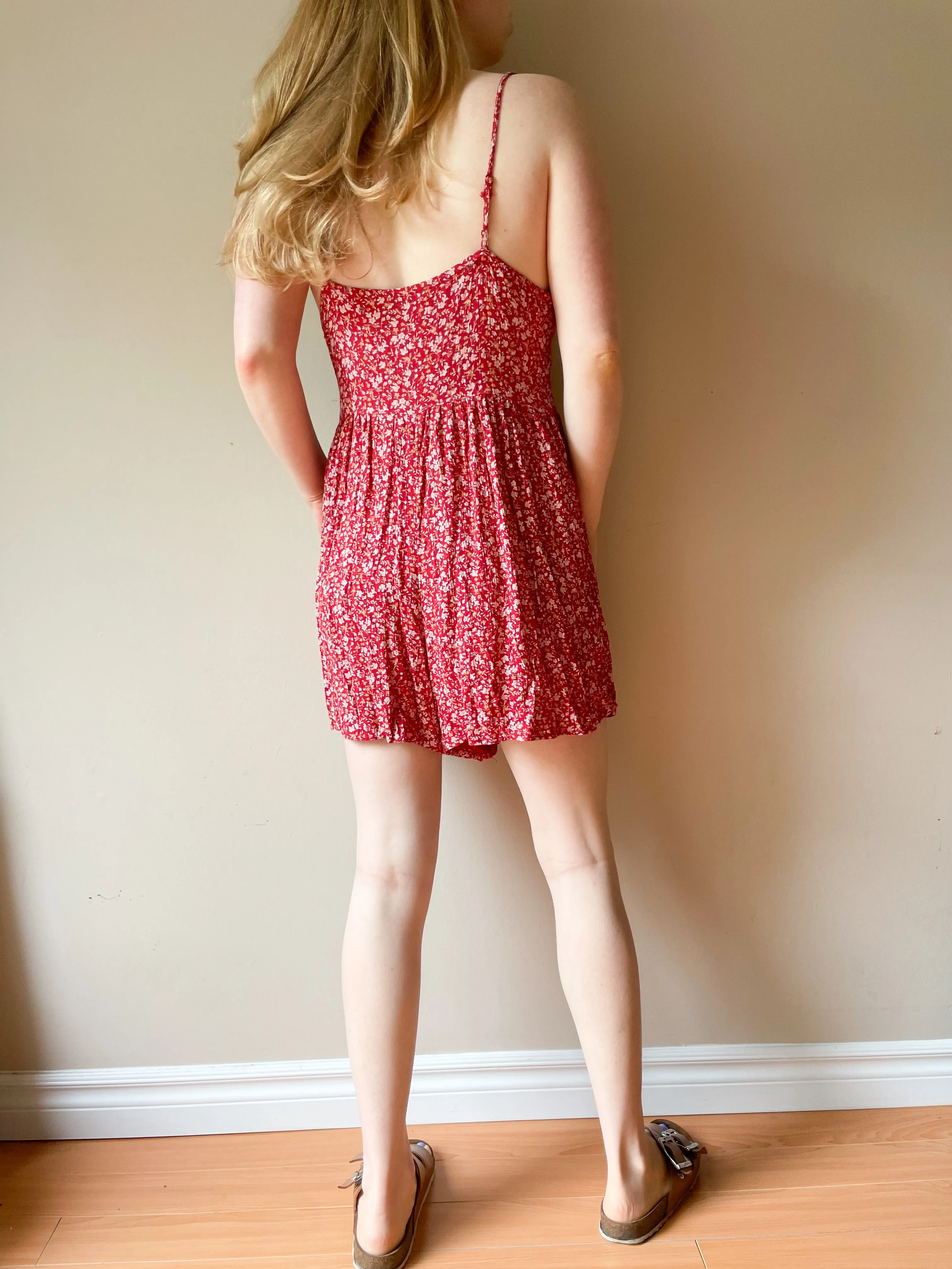 American Eagle Red Boho Romper - Medium