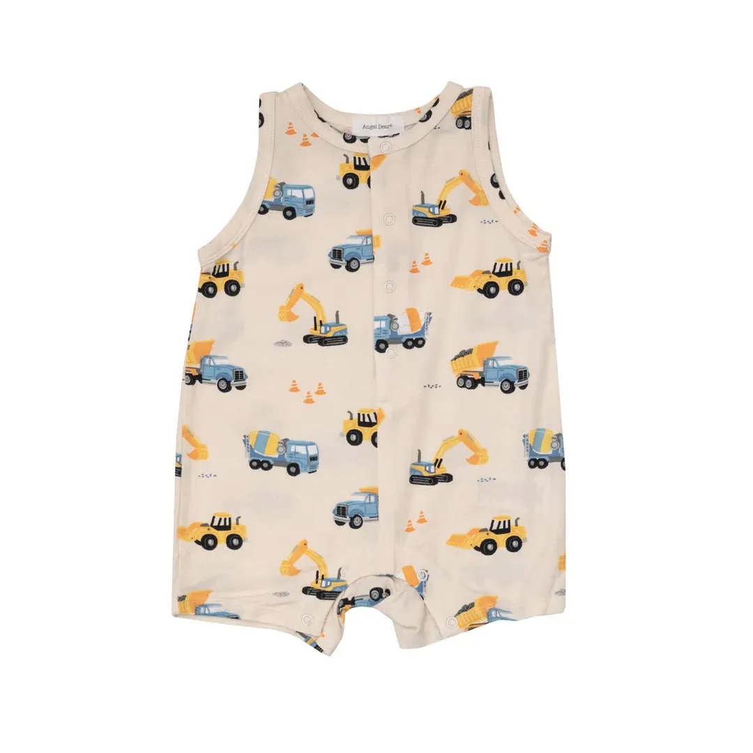 Angel Dear Baby Boys Construction Trucks Shorties Romper