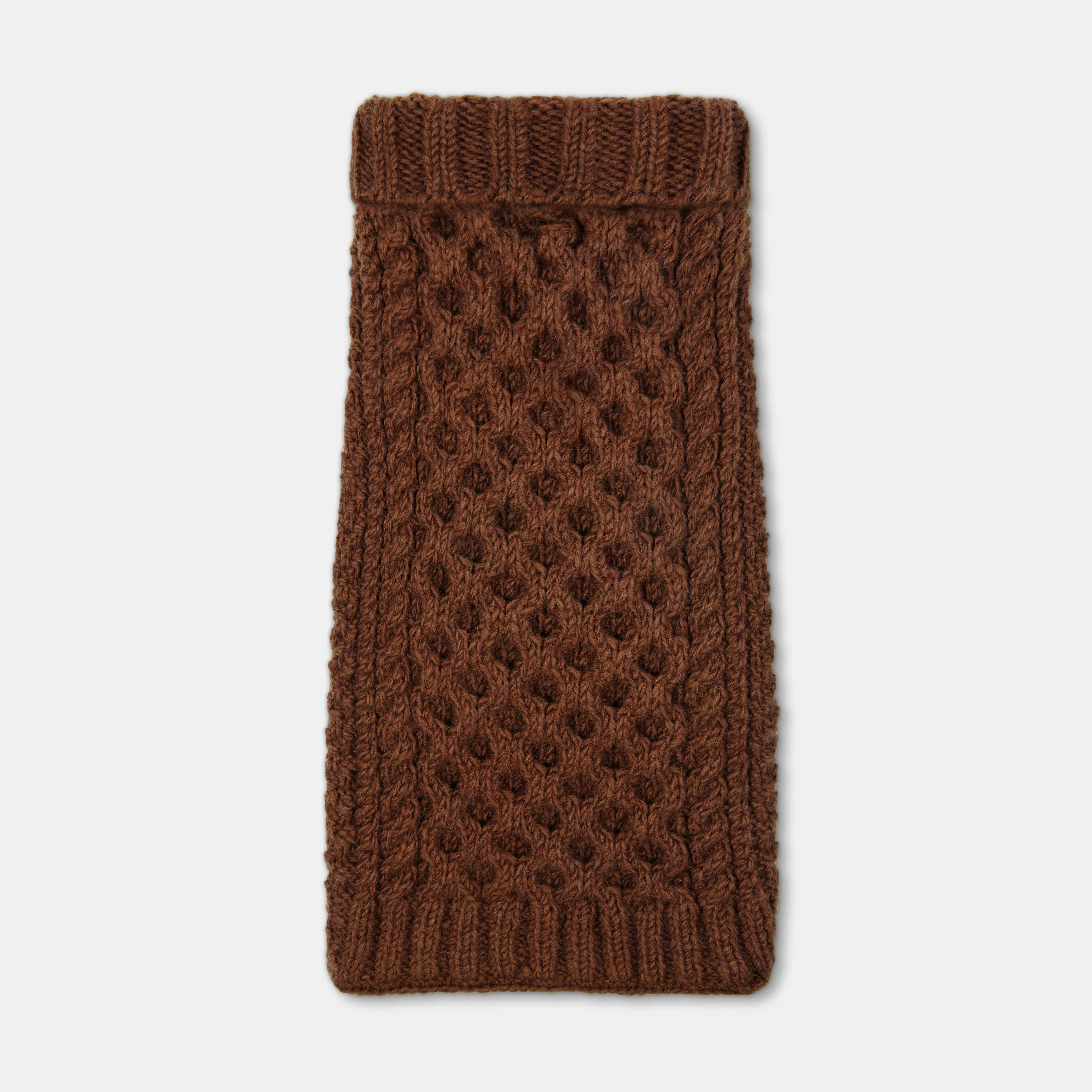 Aran Caramel Brown Hand knitted Designer Wool Dog Jumper