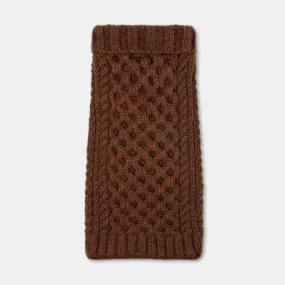 Aran Caramel Brown Hand knitted Designer Wool Dog Jumper