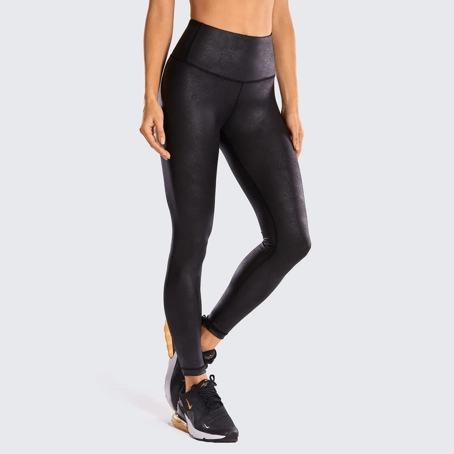 Ariel High Waist Faux Leather Matte Coated Leggings - Black/Green