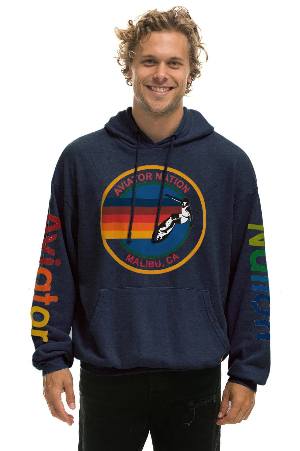 AVIATOR NATION MALIBU RELAXED PULLOVER HOODIE - NAVY