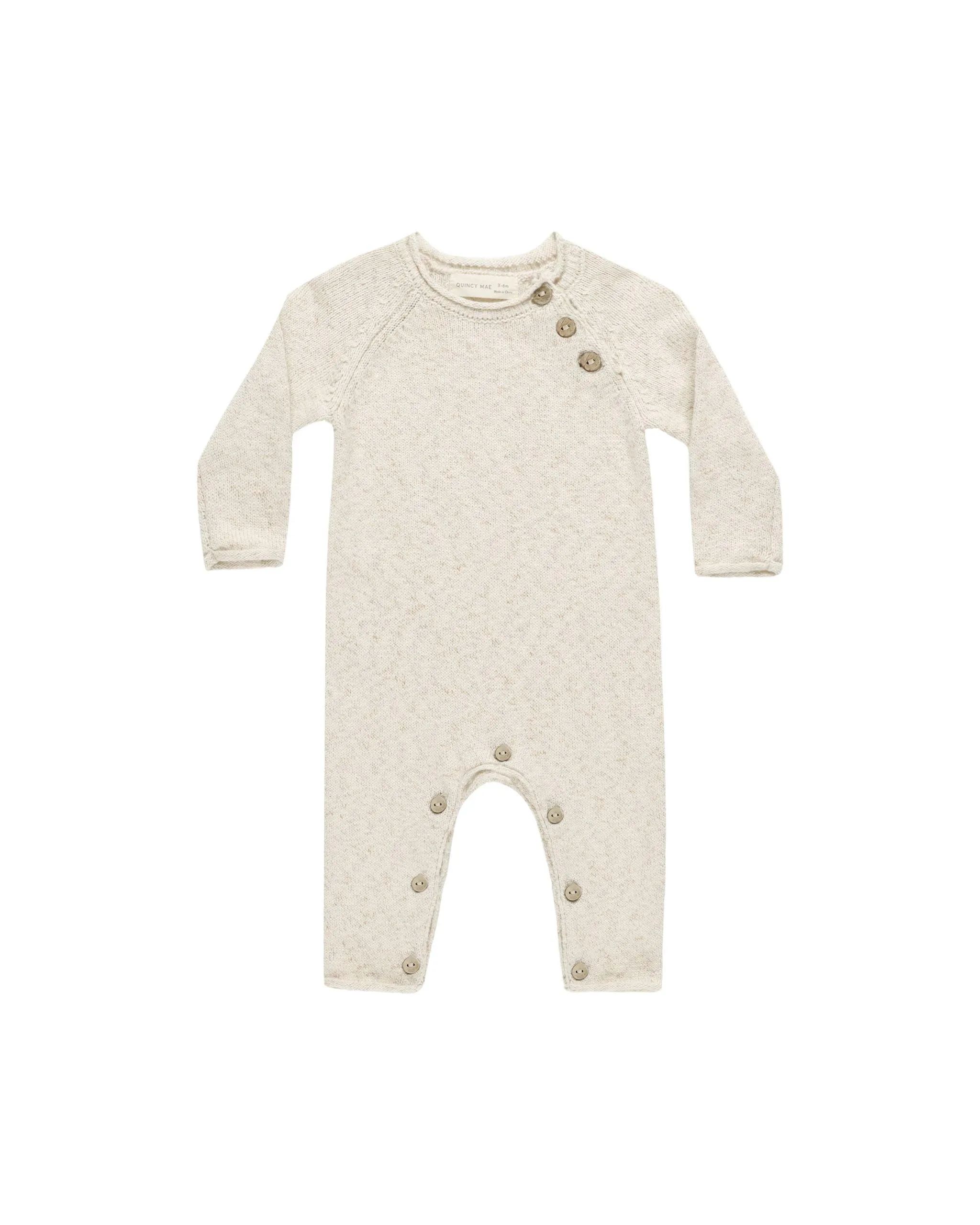 Baby Boy Jumpsuits and Rompers | Cozy Knit- Speckled Natural | Quincy Mae