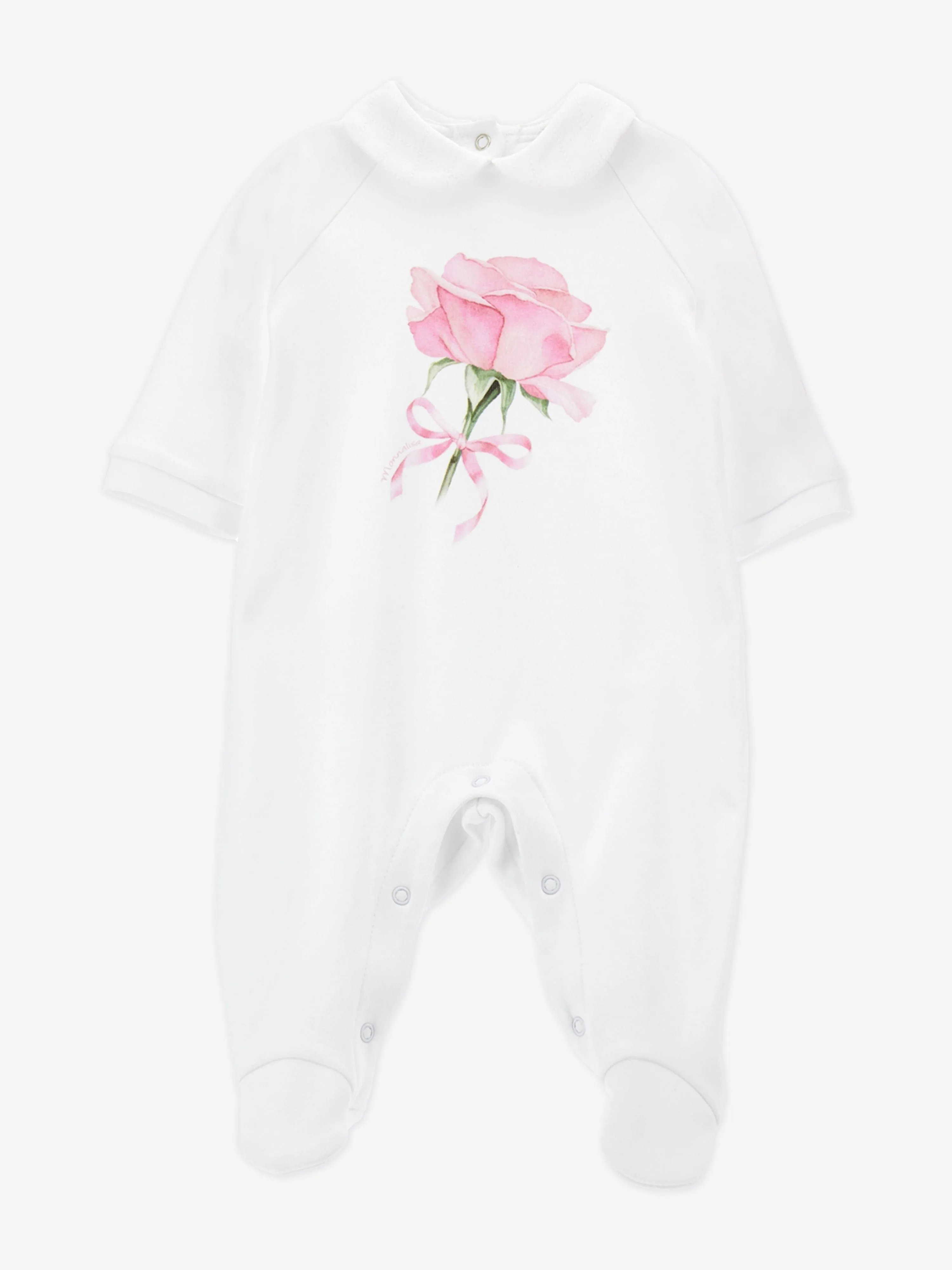 Baby Girls Rose Print Babygrow Set in White