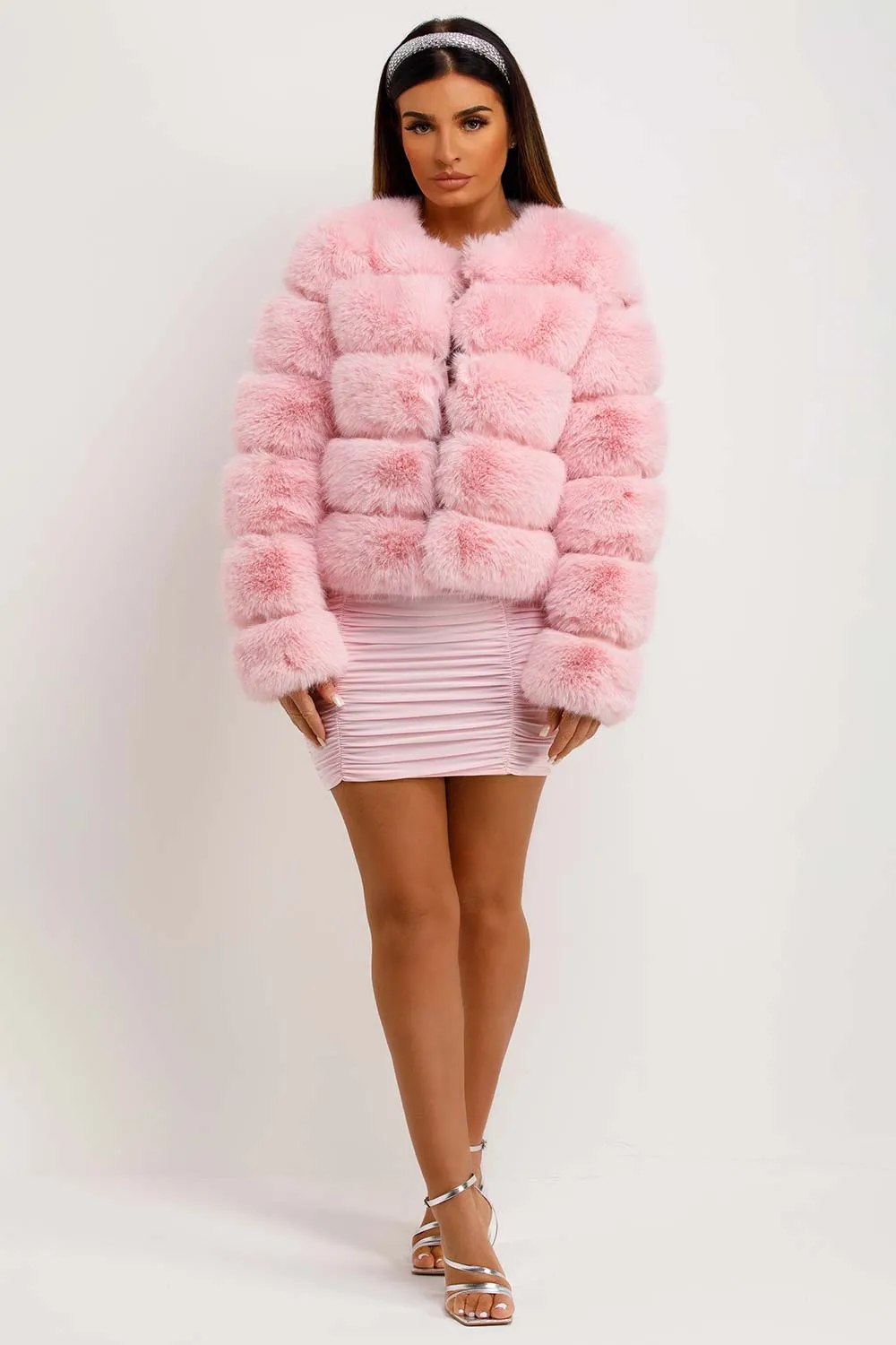 Baby Pink Faux Fur Bubble Coat