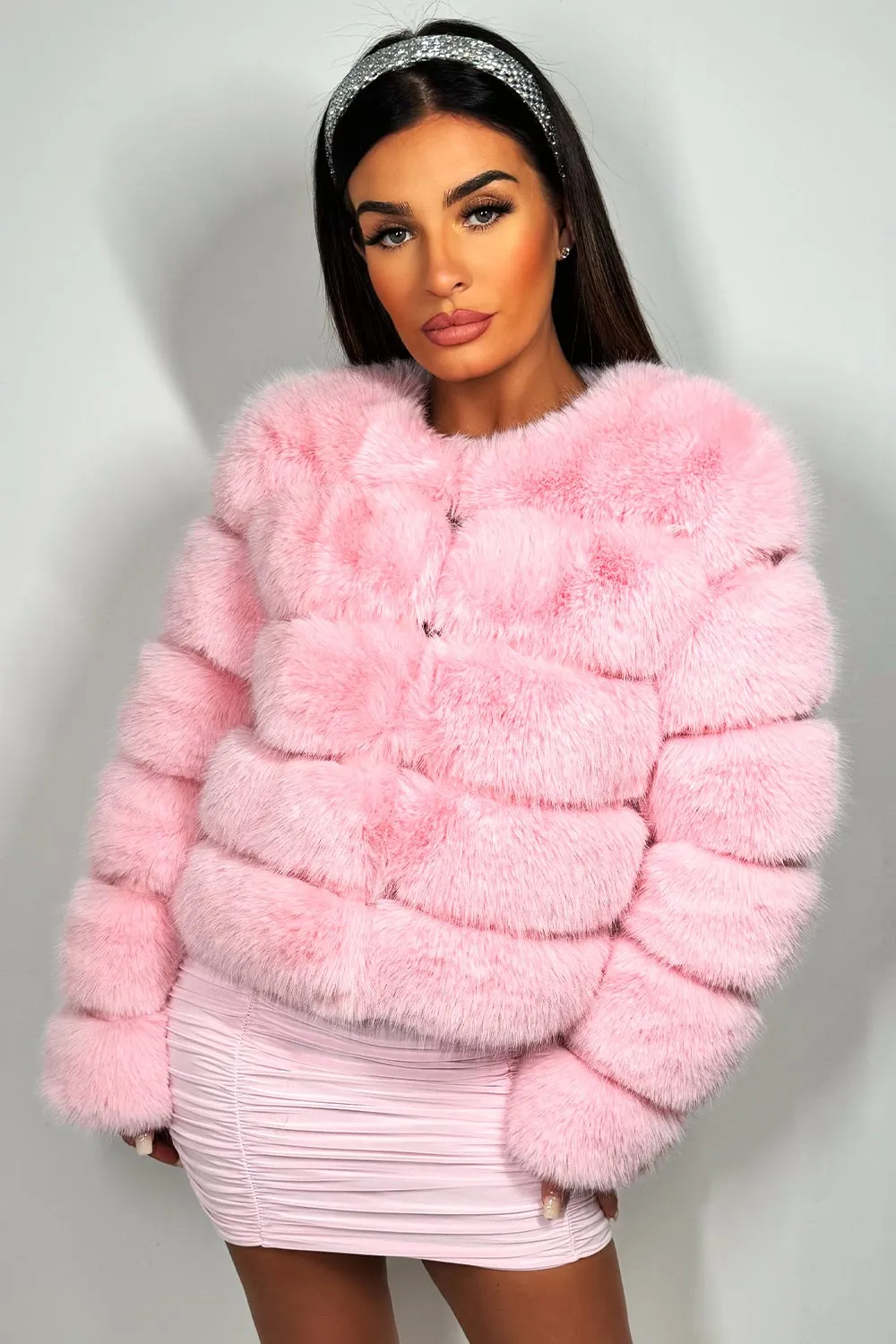 Baby Pink Faux Fur Bubble Coat