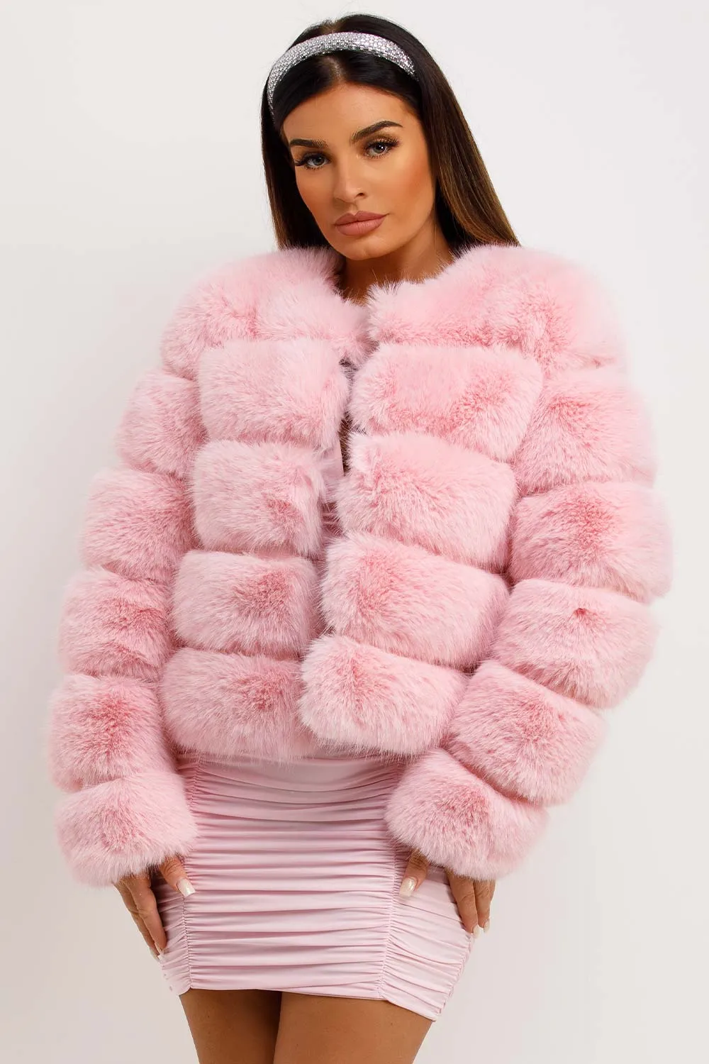 Baby Pink Faux Fur Bubble Coat