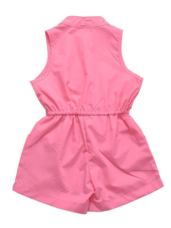 Baby Toddler Girl Elastic Waist Sleeveless Causal Jumpsuit