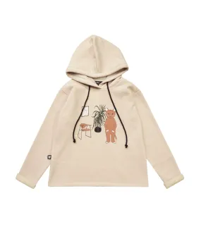 Beige Hoodie Sweater with Cat