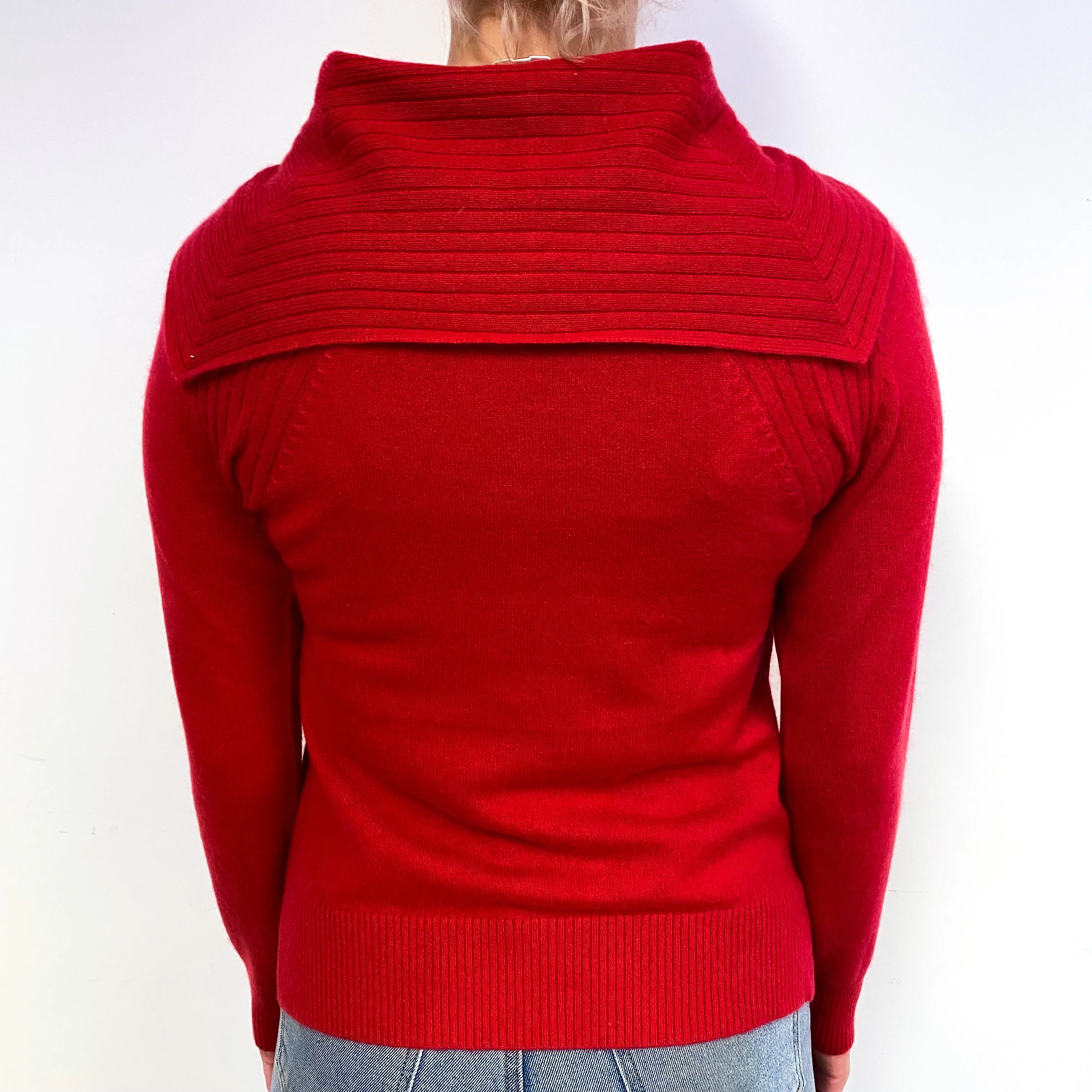 Berry Red Cashmere Cape Collar Jumper Small