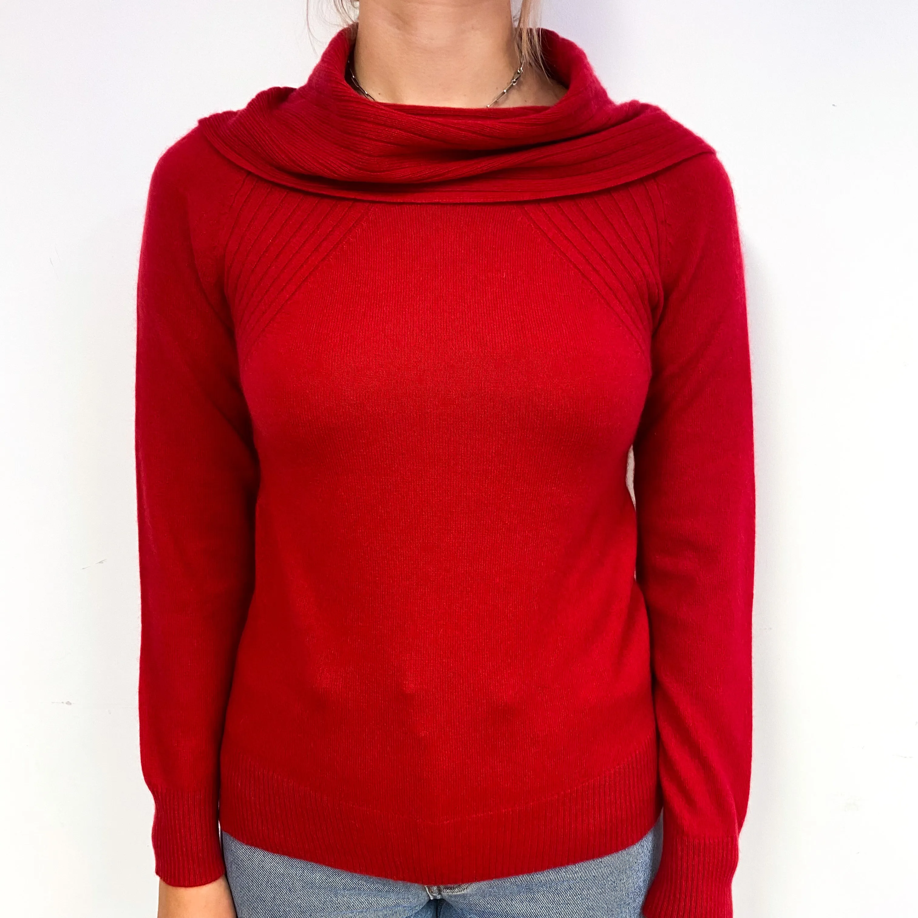 Berry Red Cashmere Cape Collar Jumper Small