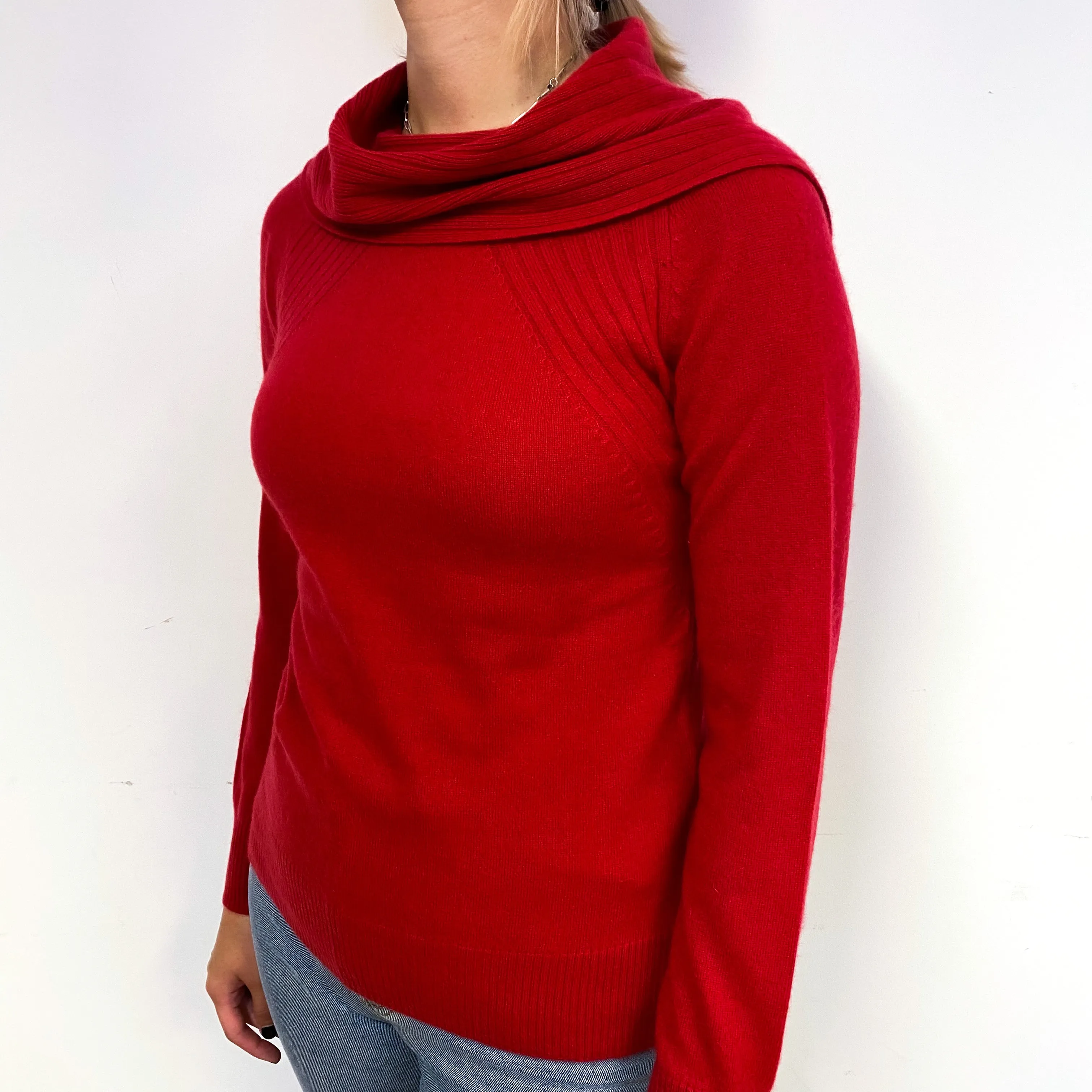 Berry Red Cashmere Cape Collar Jumper Small