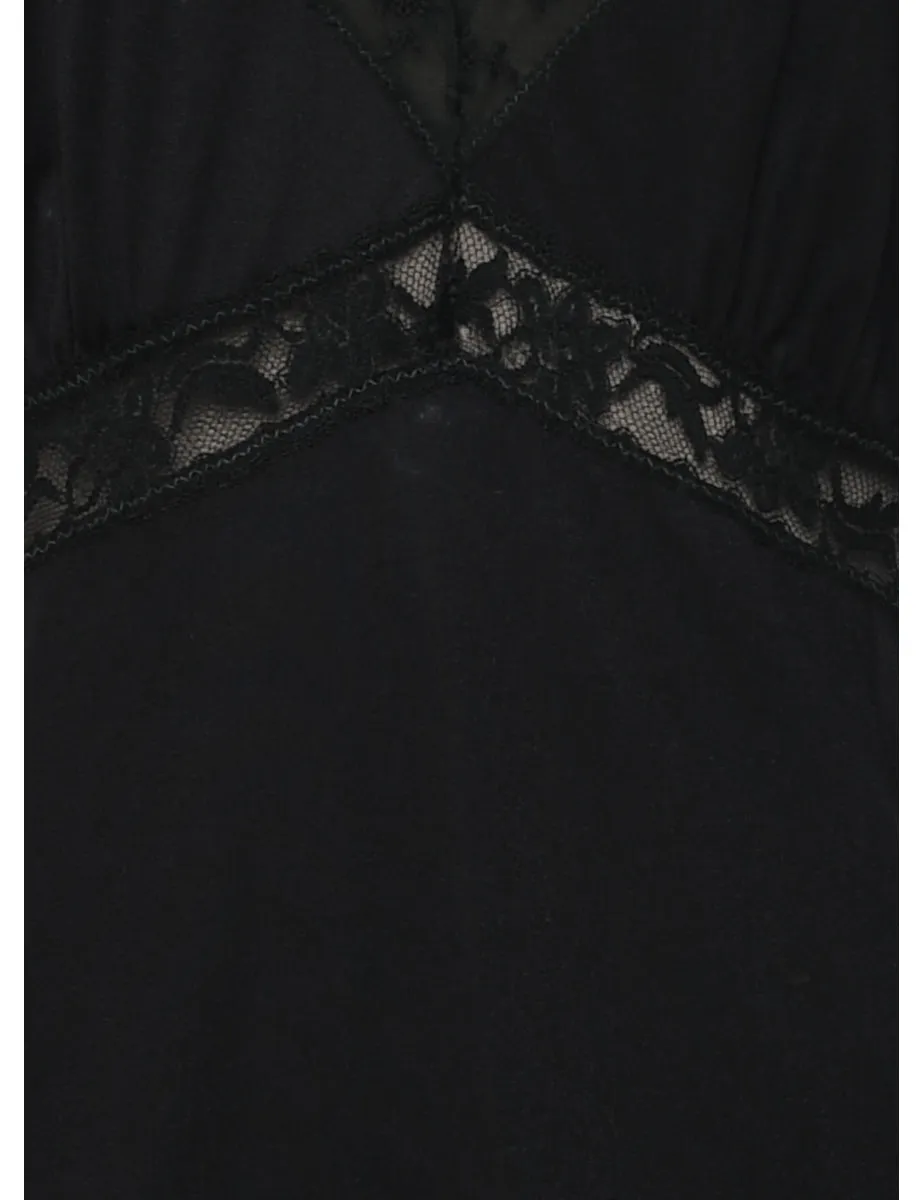 Black Lace Slip Dress - S