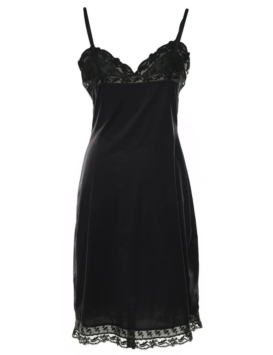 Black Lace Slip Dress - S