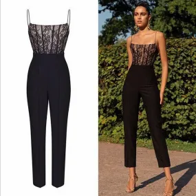 Black  Spaghetti Strap Backless Fashion Long Jumpsuit Pants