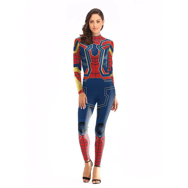 Blue Infinity War SPIDERMAN Jumpsuit Costume For Women