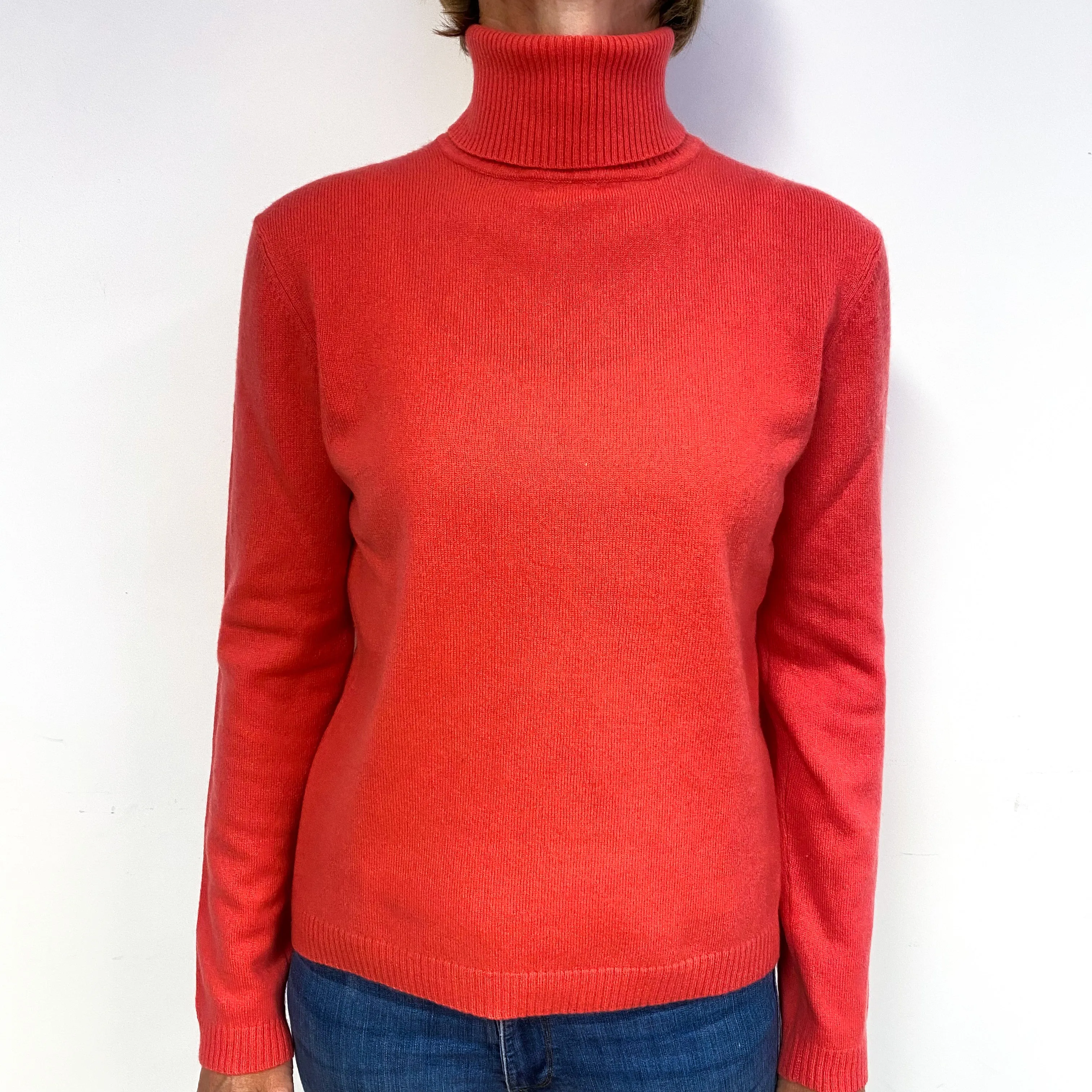 Bubblegum Pink Cashmere Polo Neck Jumper Medium