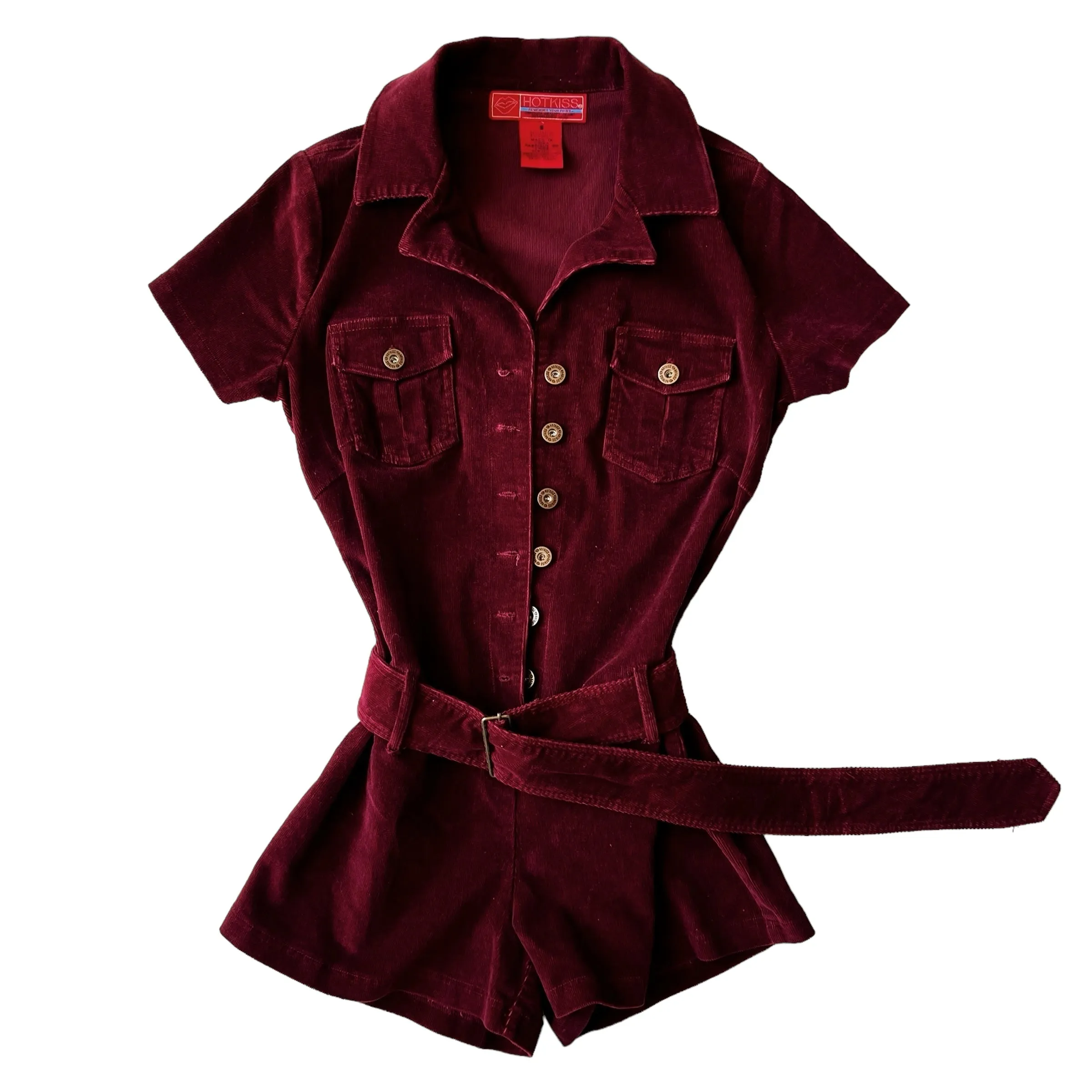 Burgundy Belted Jumpsuit (S)