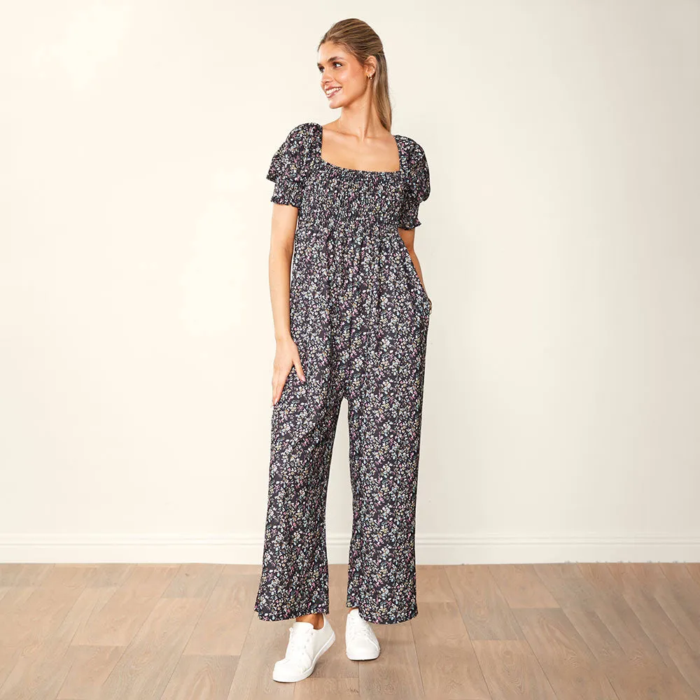 Camilla Jumpsuit (Black Floral)