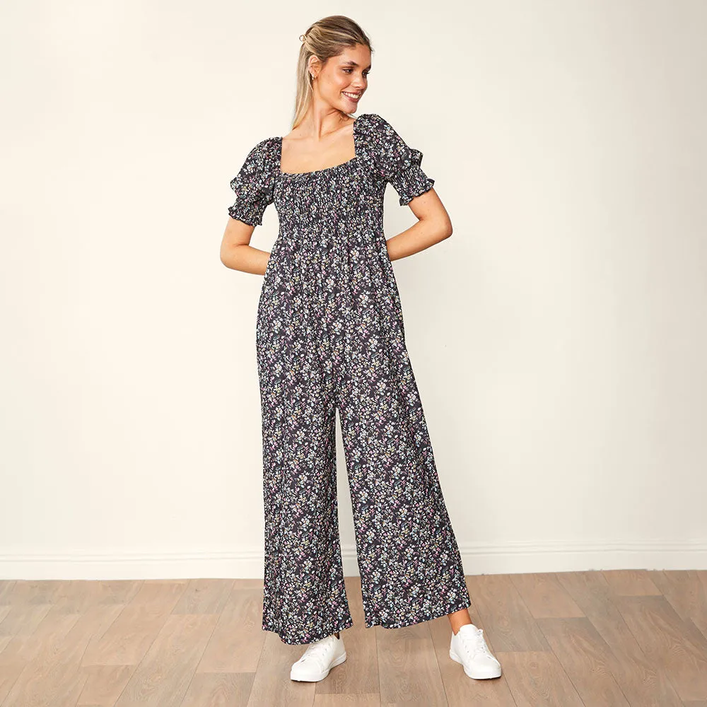 Camilla Jumpsuit (Black Floral)