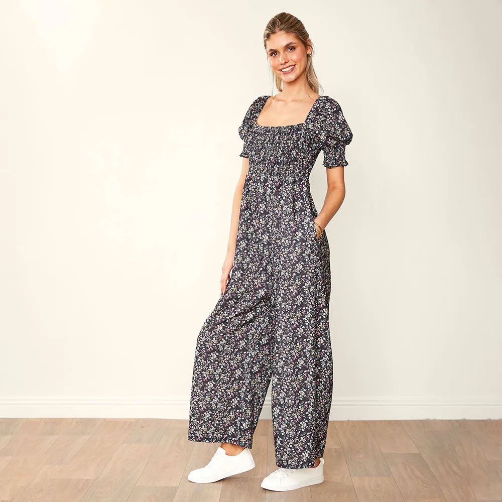 Camilla Jumpsuit (Black Floral)