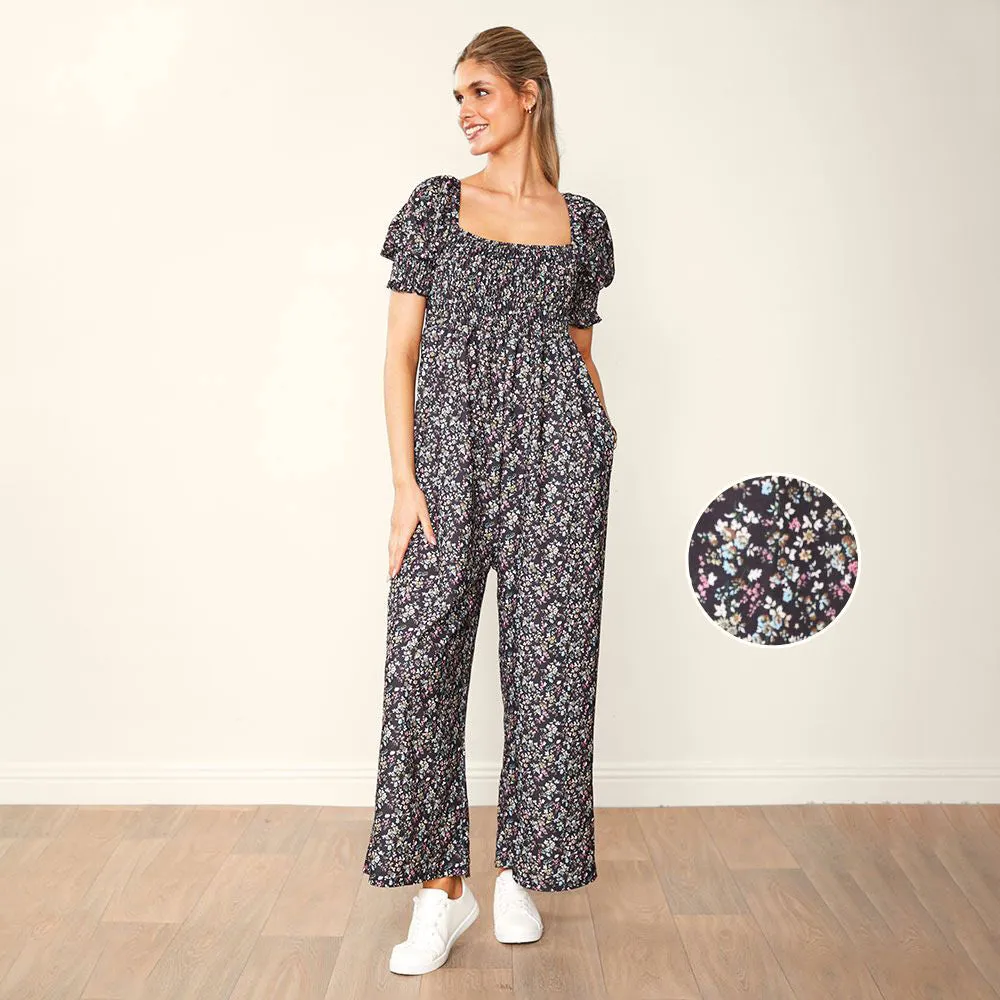 Camilla Jumpsuit (Black Floral)