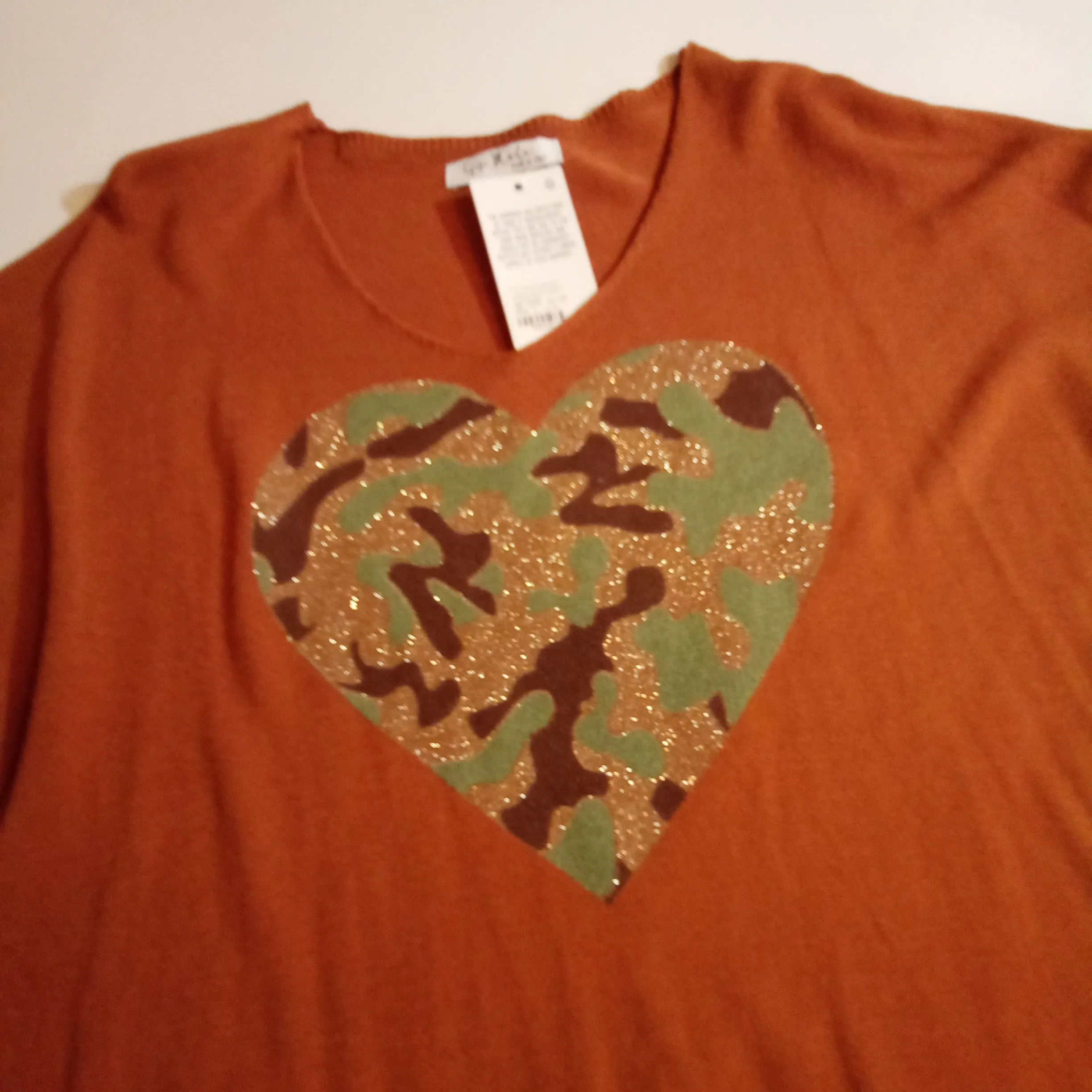 Camo Heart on Terracotta Sweater |  Gigi Moda