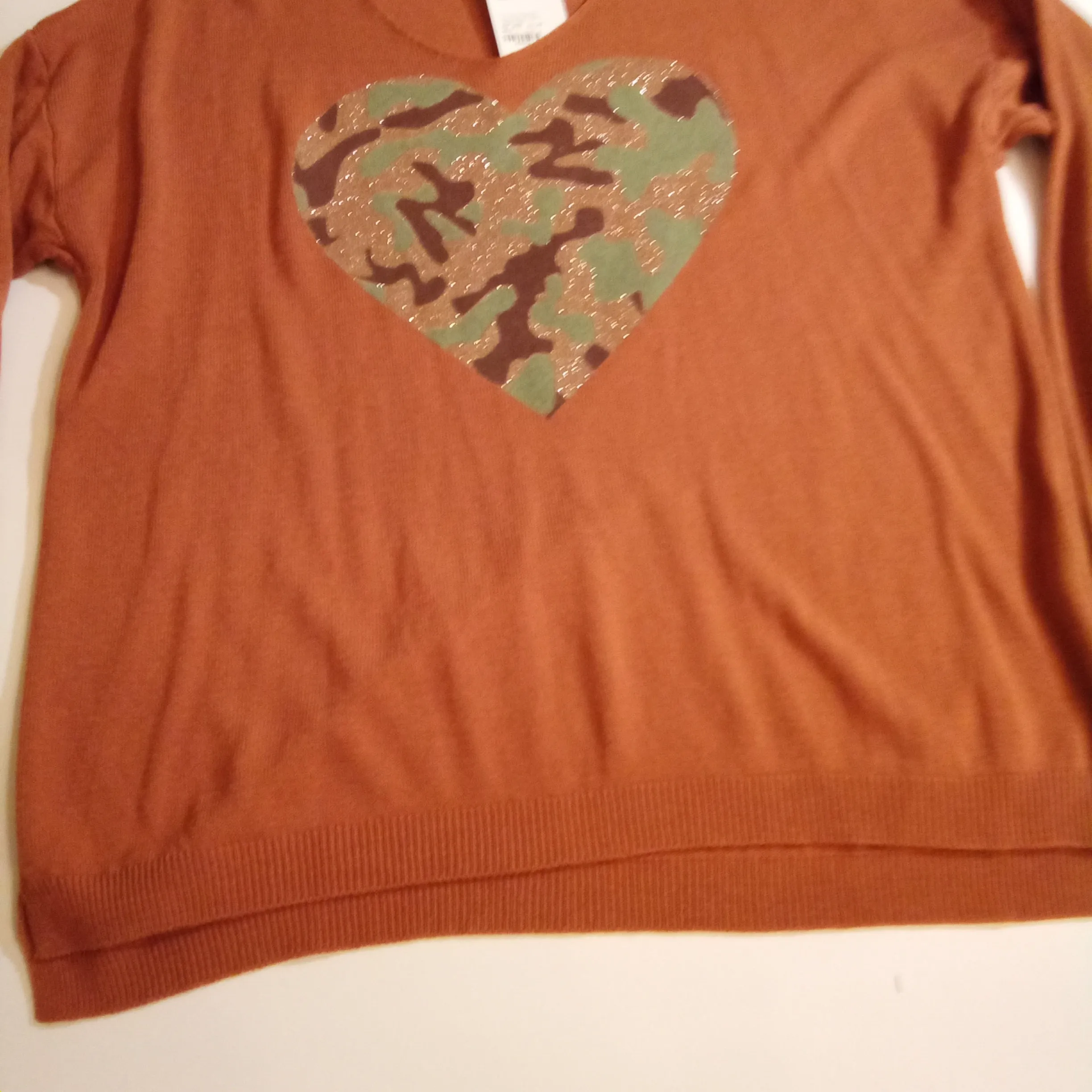 Camo Heart on Terracotta Sweater |  Gigi Moda