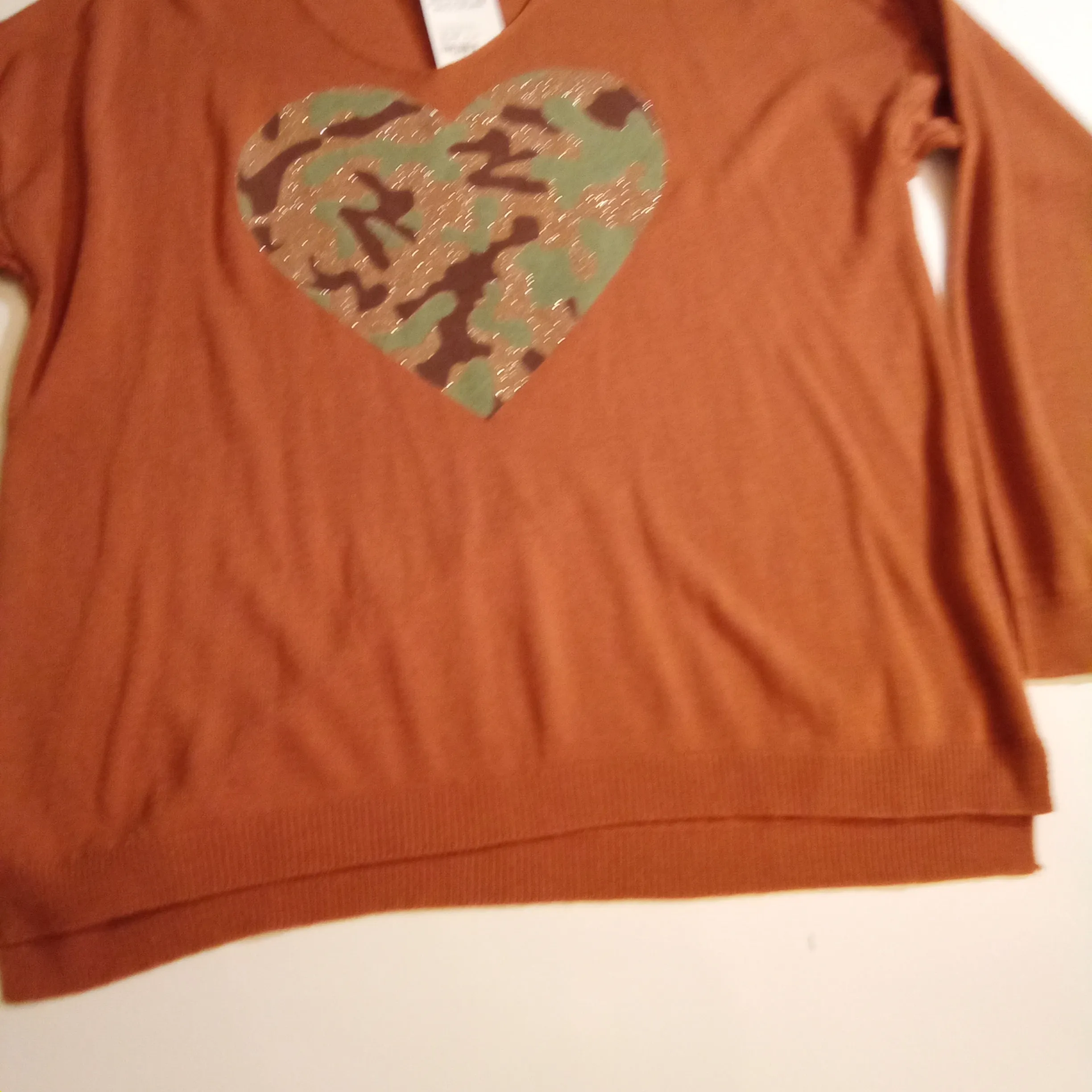 Camo Heart on Terracotta Sweater |  Gigi Moda