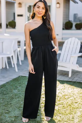 Can't Look Away Black Smocked Jumpsuit