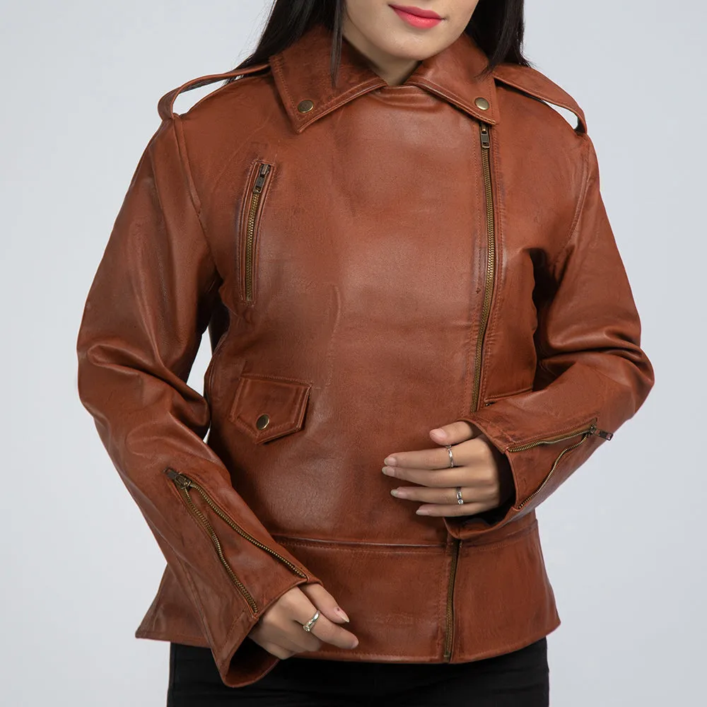 Casual Brown Womens Leather Jacket