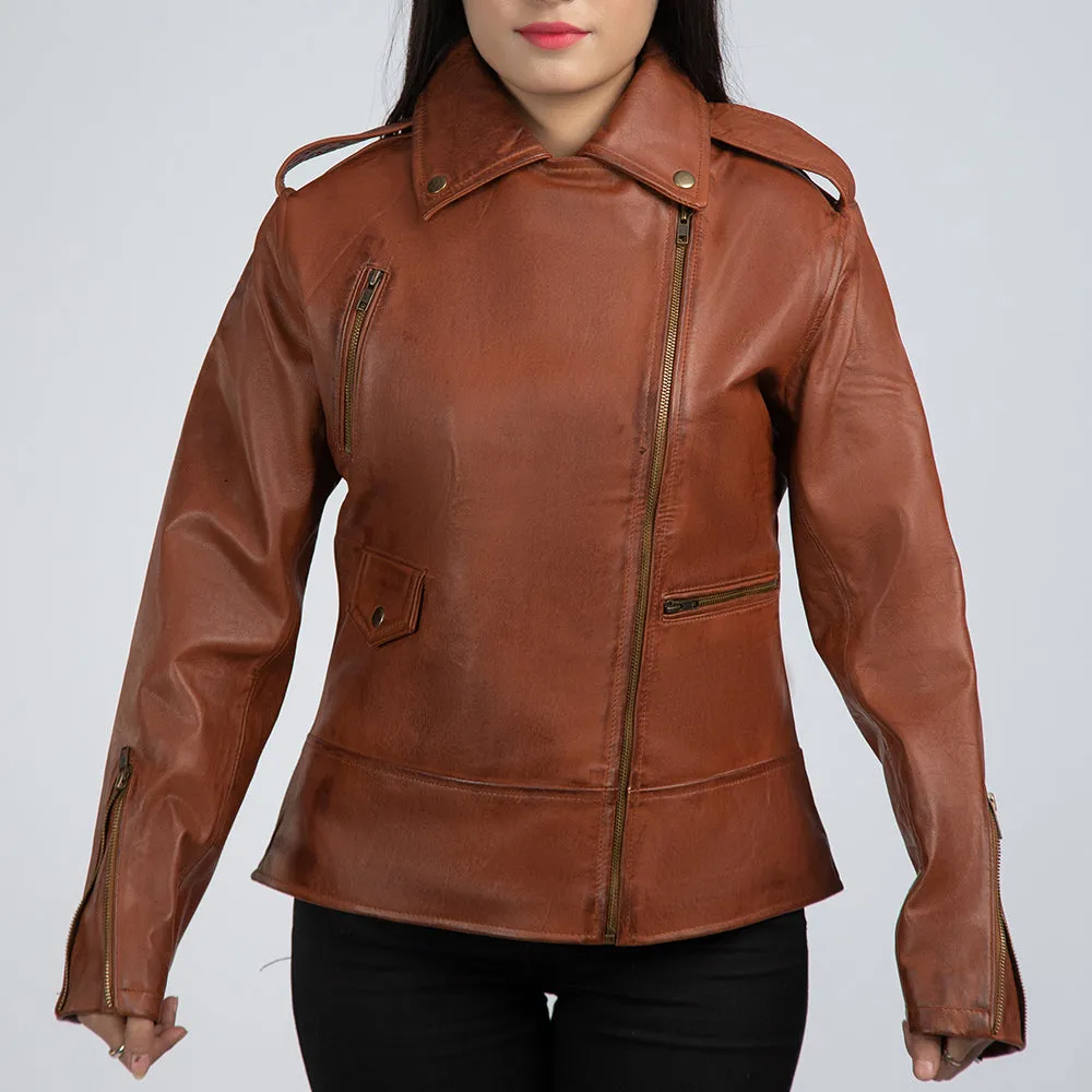 Casual Brown Womens Leather Jacket