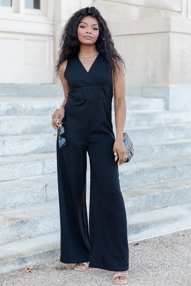 Cocktail Hour Black V-Neck Jumpsuit FINAL SALE