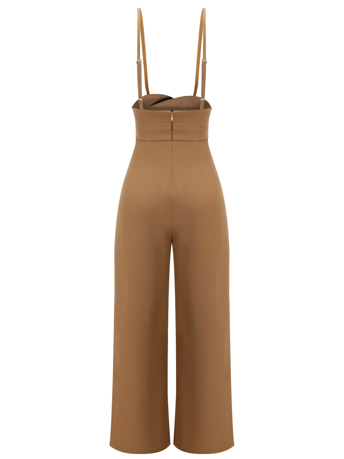 Coffee 1930s Solid Suspender Jumpsuit