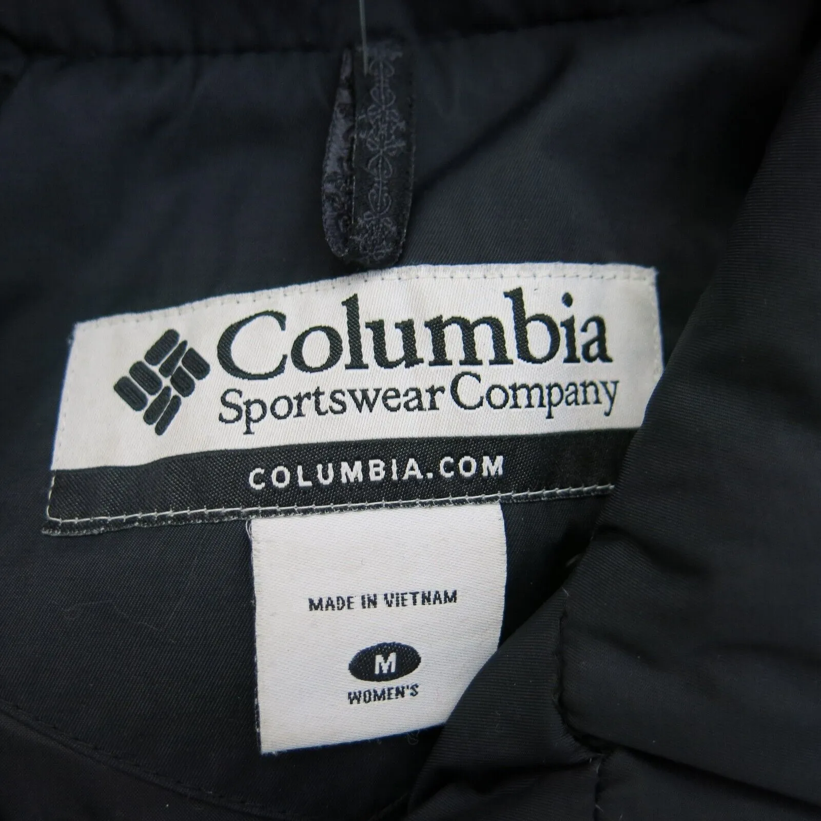 Columbia Sportswear Womens Puffer Hooded Jacket Faux Fur Logo Black Size Medium