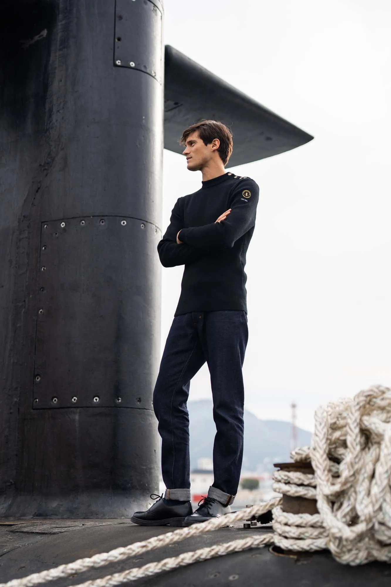 Compas plain sailor jumper - SAINT JAMES x Marine Nationale (NOIR)