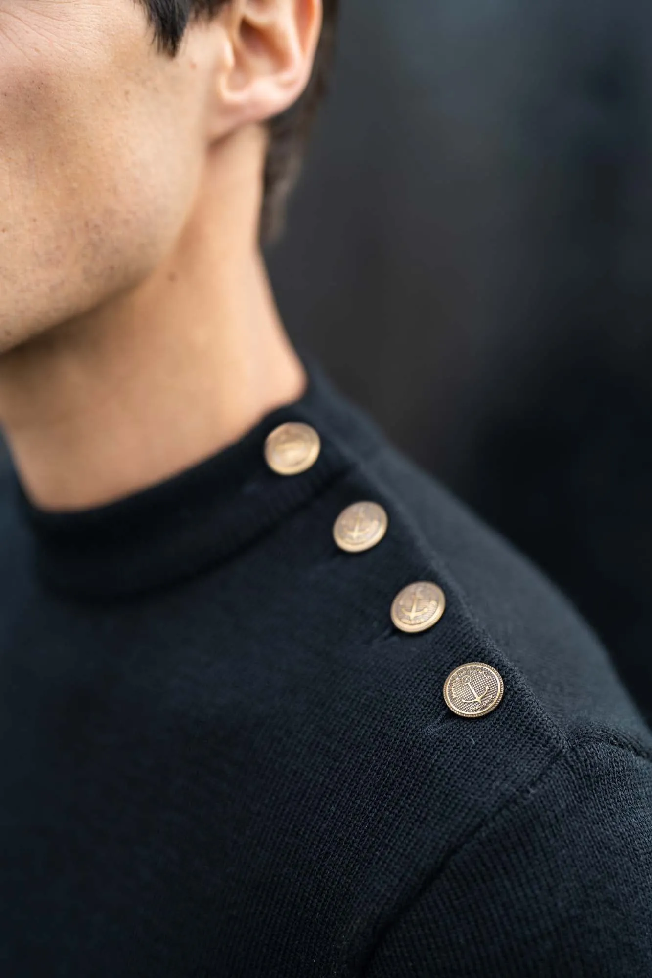 Compas plain sailor jumper - SAINT JAMES x Marine Nationale (NOIR)